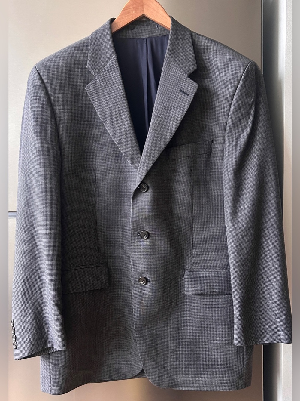 Ralph Lauren Wool Cashmere Blazer 42R Blue/Gray Micro Check Boyd’s Sport Coat